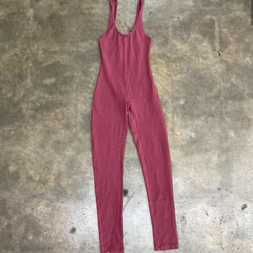 LOS ANGELES APPAREL BURGUNDY GARMENT DYE COTTON SPANDEX TANK UNITARD IN XS - Picture 4 of 6